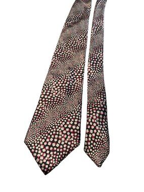 Strathmore All Silk Necktie Black Red White Geometric Pattern Mens Tie